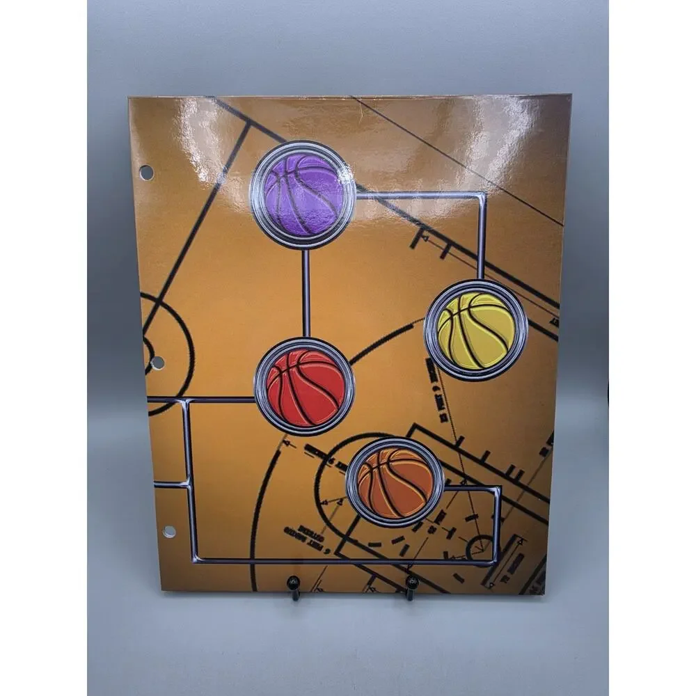 Vintage Basketball Portfolio Pocket Folder Court & Plays Fantasy Basketball